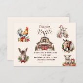 Winter Boerderijdieren Kerstluier Raffle Informatiekaartje (Voorkant / Achterkant)