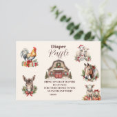 Winter Boerderijdieren Kerstluier Raffle Informatiekaartje (Staand voorkant)