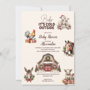 Winter Boerderijdieren Kerstmis Baby Shower Kaart