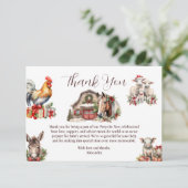 Winter Boerderijdieren Kerstmis Bedankkaart (Staand voorkant)