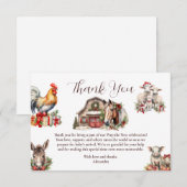 Winter Boerderijdieren Kerstmis Bedankkaart (Voorkant / Achterkant)