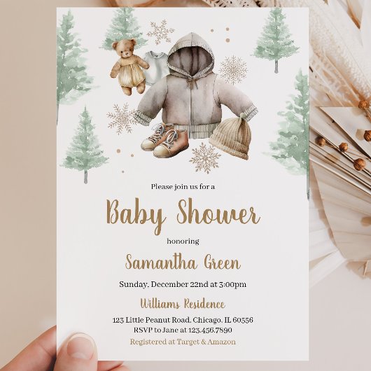 Winter Boho Babykleren Baby Shower Kaart