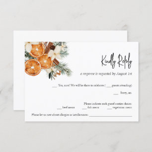 Winter Boho bloemenbruiloft RSVP Kaart