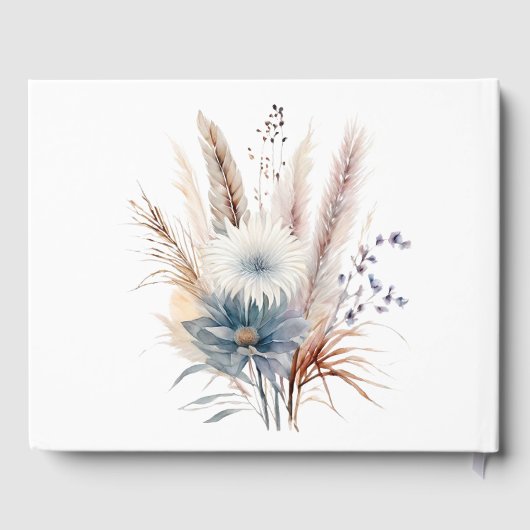 Winter Boho Bloemenbruiloft | Wit gastboek Gastenboek (Achterkant)