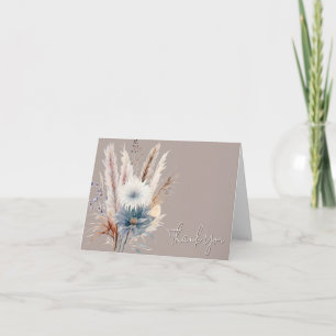 Winter Boho Bloemige Trouw   Beige Bedankkaart