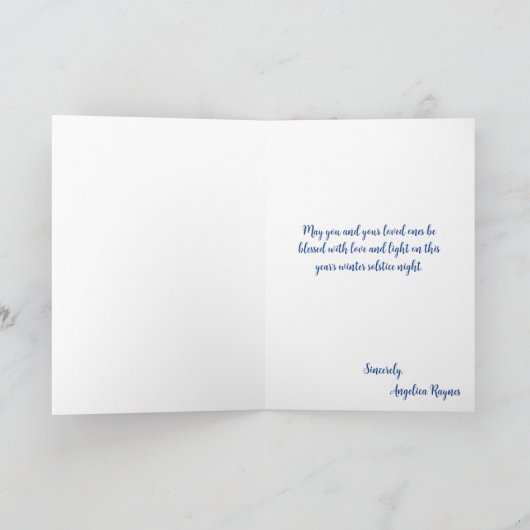 Winter Boho Blue Crystals & Holly Yule Solstice Kaart (Binnen)