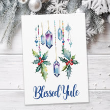 Winter Boho Blue Crystals & Holly Yule Solstice