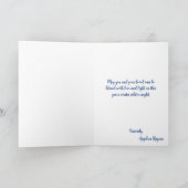 Winter Boho Blue Feathers & Holly Yule Solstice Kaart (Binnen)