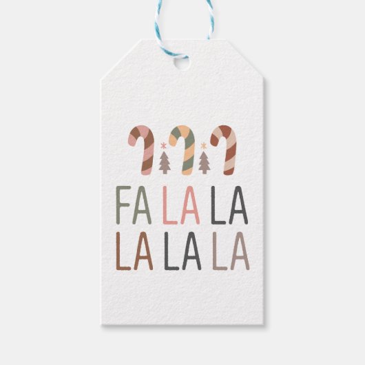 Winter Boho FaLa Candy Cane Kerstmis Cadeaulabel (Voorkant)