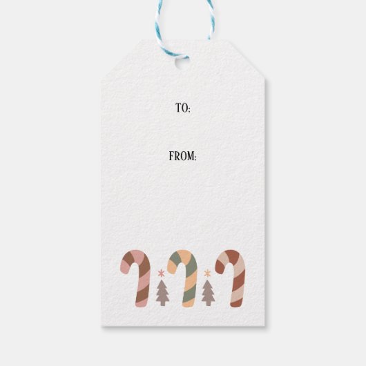 Winter Boho FaLa Candy Cane Kerstmis Cadeaulabel (Achterkant)
