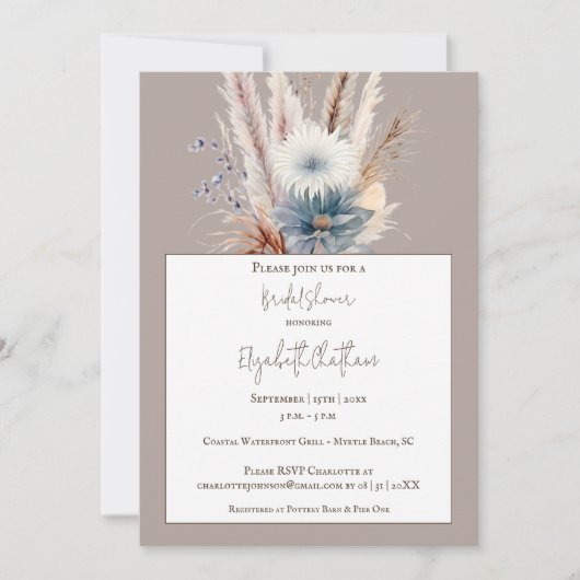 Winter Boho Floral Vrijgezellenfeest | Beige Kaart (Voorkant)