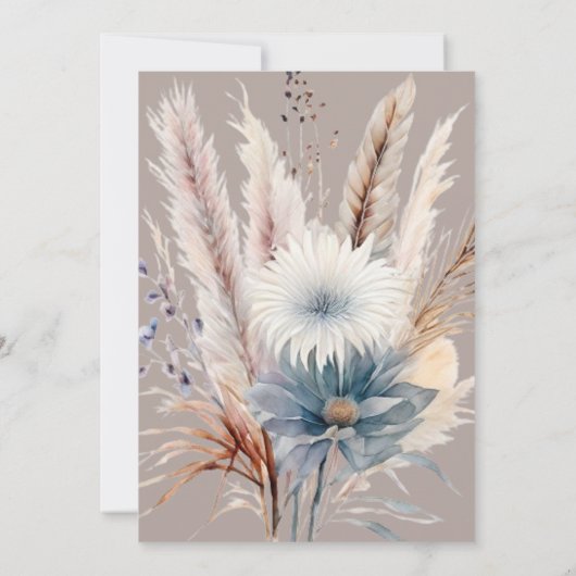 Winter Boho Floral Vrijgezellenfeest | Beige Kaart (Achterkant)