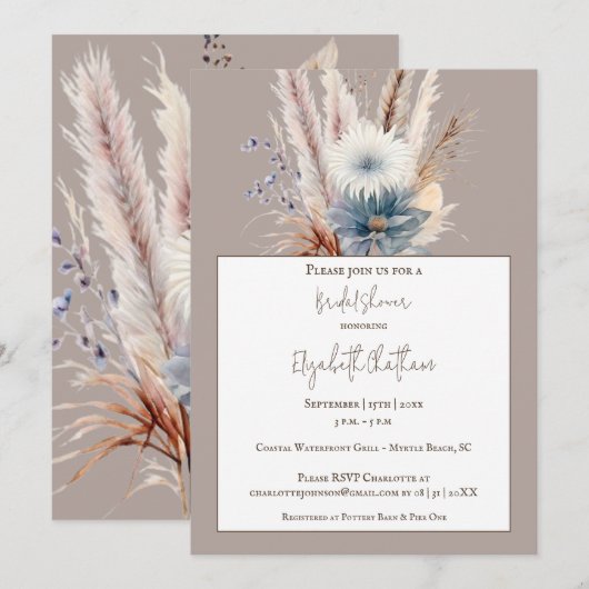 Winter Boho Floral Vrijgezellenfeest | Beige Kaart (Voorkant / Achterkant)