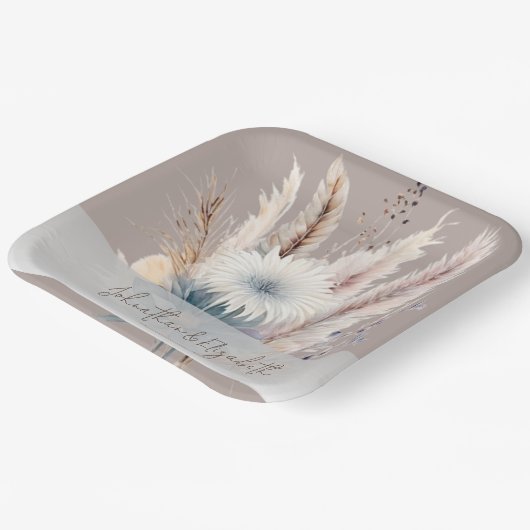 Winter Boho Floral Wedding | Beige Papieren Bordje (Gebogen)