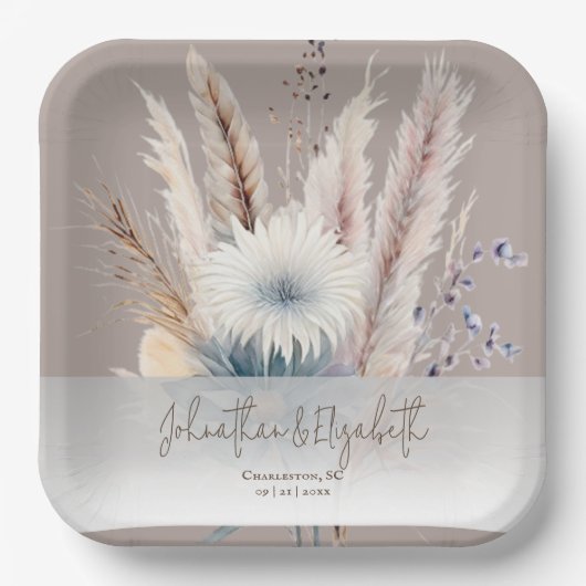 Winter Boho Floral Wedding | Beige Papieren Bordje (Voorkant)