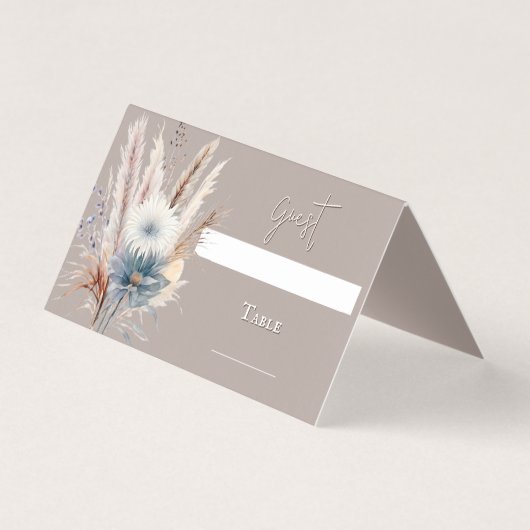 Winter Boho Floral Wedding | Beige Place Card Kaart (Voorkant)
