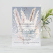 Winter Boho Floral Wedding | blauwe uitnodiging (Staand voorkant)