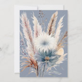 Winter Boho Floral Wedding | blauwe uitnodiging (Achterkant)