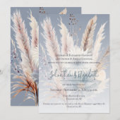 Winter Boho Floral Wedding | blauwe uitnodiging (Voorkant / Achterkant)