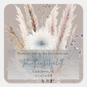 Winter Boho Floral Wedding Favoriet | Beige Vierkante Sticker (Voorkant)