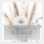 Winter Boho Floral Wedding Favoriet | Wit Vierkante Sticker (Voorkant)