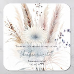 Winter Boho Floral Wedding Favoriet | Wit Vierkante Sticker<br><div class="desc">Sluit voordeelpakketten of enveloppen af met deze stijlvolle Winter Boho Floral Wedding Favoriete Stickers. Sticker design beschikt over een waterverf boho bloemenboeket in koele winterkleuren. Extra bruiloft briefpapier en items beschikbaar met dit ontwerp.</div>