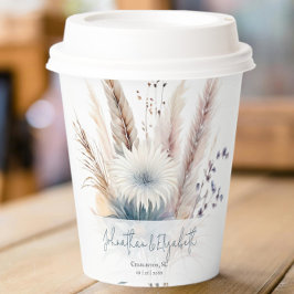 Winter Boho Floral Wedding | White paper cups Papieren Bekers