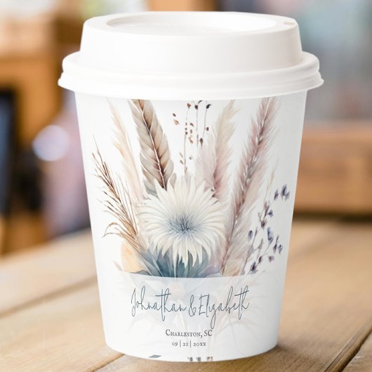 Winter Boho Floral Wedding | White paper cups Papieren Bekers