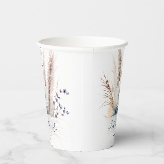 Winter Boho Floral Wedding | White paper cups Papieren Bekers (Rechts)