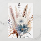 Winter Boho Floral Wedding | Wit Folie Uitnodiging (Achterkant)