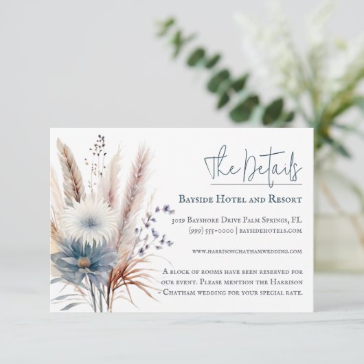 Winter Boho Floral Wedding | Wit Informatiekaartje (Staand voorkant)