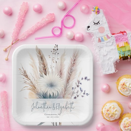 Winter Boho Floral Wedding | Wit Papieren Bordje (Feest)