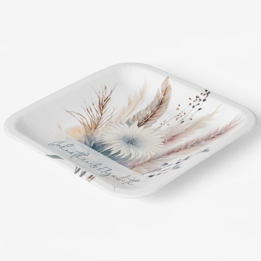 Winter Boho Floral Wedding | Wit Papieren Bordje (Gebogen)