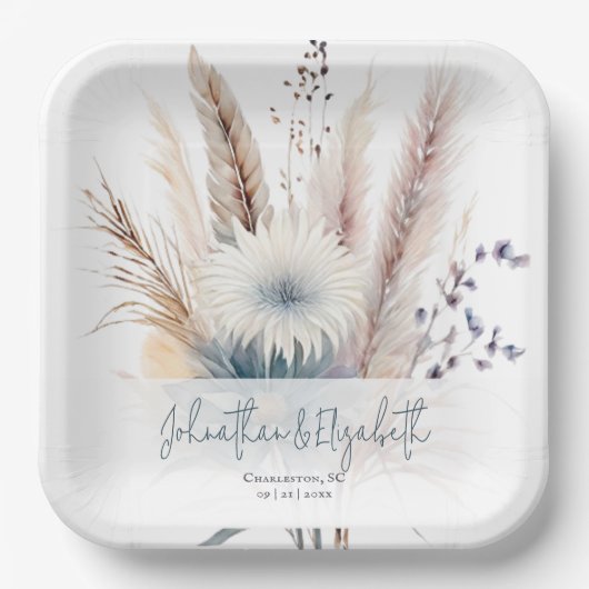 Winter Boho Floral Wedding | Wit Papieren Bordje (Voorkant)