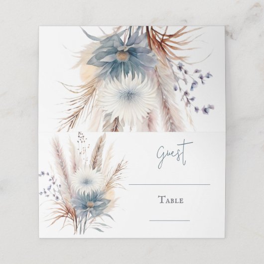 Winter Boho Floral Wedding | Wit Plaatskaartje (Buitenkant ongevouwen)