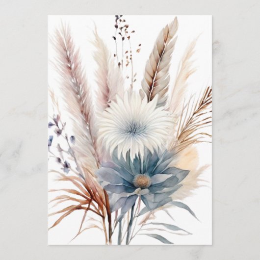 Winter Boho Floral Wedding | Wit Programmakaart (Achterkant)