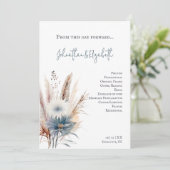 Winter Boho Floral Wedding | Wit Programmakaart (Staand voorkant)