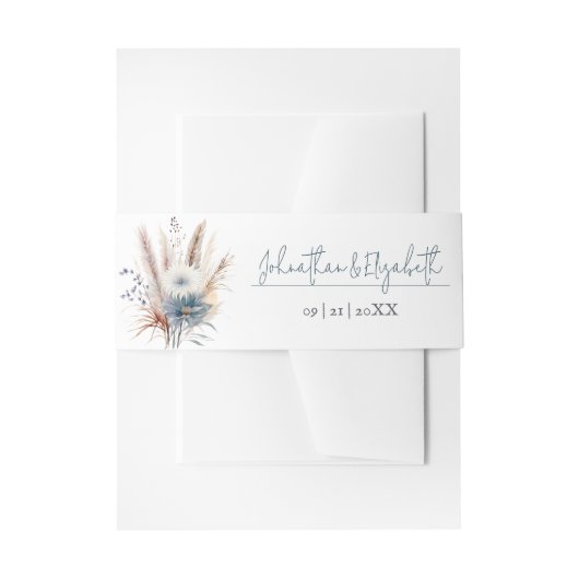 Winter Boho Floral Wedding | Wit Uitnodigingen Wikkel (Voorkant Voorbeeld)