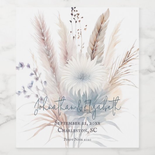 Winter Boho Floral Wedding | Wit Wijn Etiket (Enkel label)