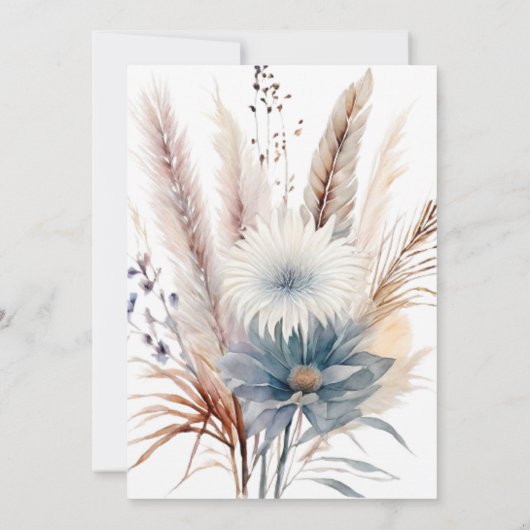 Winter Boho Floral Wedding | witte uitnodiging (Achterkant)