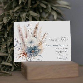 Winter Boho Floral | Wit Bewaar de datum Save The Date