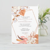 Winter Boho Flower Leaves Feather Wedding Kaart (Staand voorkant)