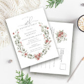 Winter Boho Greenery Red Floral 90e verjaardag Uitnodiging Briefkaart