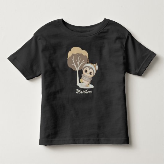 Winter Boho Penguin met naam Toddler T-shirt (Voorkant)