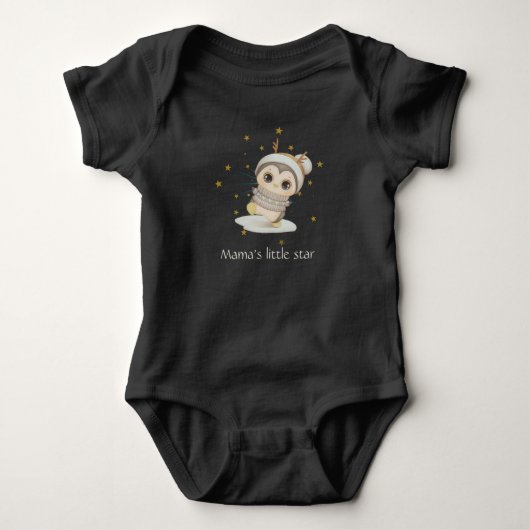 Winter Boho Penguin met sterren en Baby Romper (Voorkant)