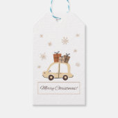 Winter Boho Schattigee auto cadeaus Pastel Kerst Cadeaulabel (Voorkant)