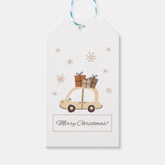 Winter Boho Schattigee auto cadeaus Pastel Kerst Cadeaulabel (Voorkant)