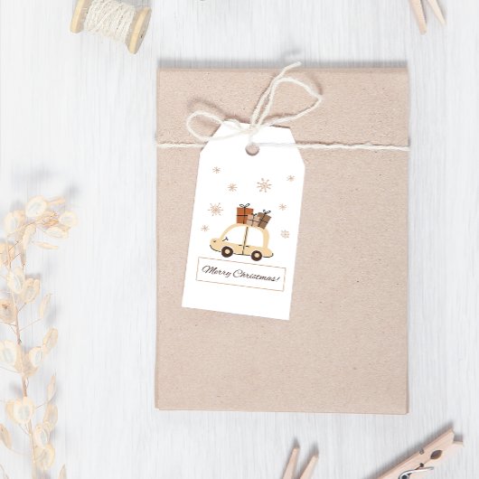Winter Boho Schattigee auto cadeaus Pastel Kerst Cadeaulabel