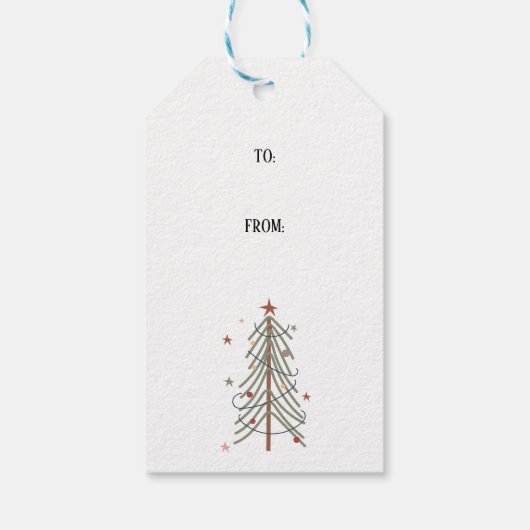 Winter Boho Twinkle Lights Bomen Kerstmis Cadeaulabel (Achterkant)
