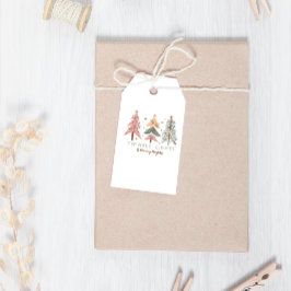Winter Boho Twinkle Lights Bomen Kerstmis Cadeaulabel